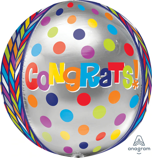 Dotty Geometric Congrats Orbz 15" - (Single Pack). 2837301 - Lift balloons 