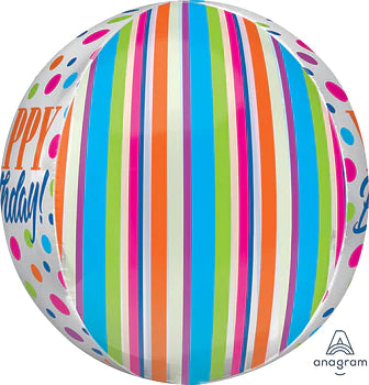 Birthday Bright Dots Orbz 15" - (Single Pack). - Lift balloons 