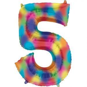 Number 5 Rainbow Splash Foil Balloon 34 inch - Lift balloons 