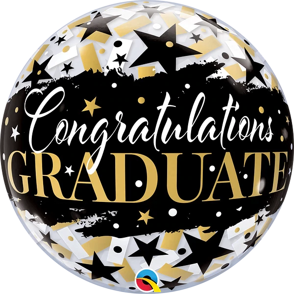 Graduate Black Stars 22" - (Single Pack). 82539 × 5 - Lift balloons 