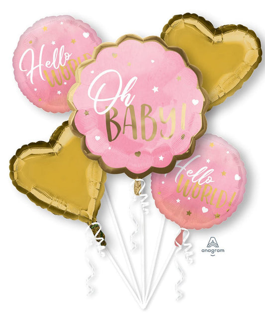 Pink Baby Girl (5 Balloons) - (Single Pack). 3972601