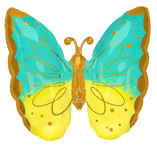 Mint & Yellow Butterfly 25” - (Single Pack). 4279001