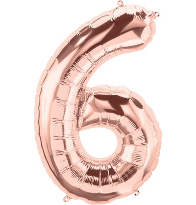 Number 6 Rose Gold Foil Balloon 14" in each. 15686-14