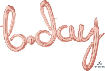 Phrase Script BDAY Rose Gold 37" - (Single Pack). - Lift balloons 